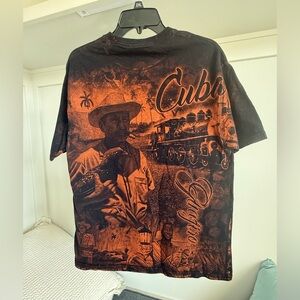 Cuba AOP Graphic Tee - Black & Orange Vintage-Style Men’s Shirt size Large